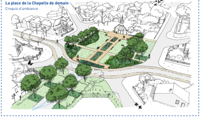 Vue aérienne de la future place